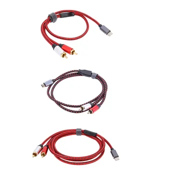 0,5 м, 1 м и 1,5 м USB аудио кабел Type C Включете 2 RCA аудио кабел с Щепсел за Xiaomi Huawei Таблет Говорител Усилвател на ТЕЛЕВИЗИЯ с Високо Качество