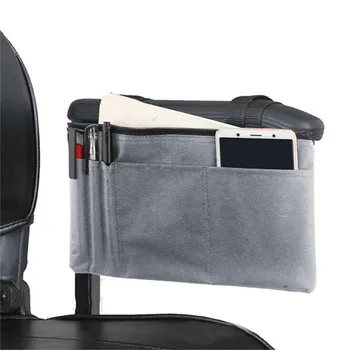 Странична чанта за съхранение подлакътник с инвалидна количка, преносим джоб, подходящ за повечето среди, джанти и аксесоари за мобилни устройства