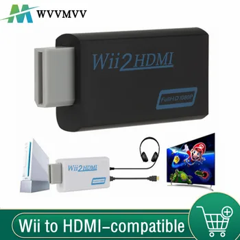 WvvMvv Wii към HDMI-съвместим converter HD 1080P Wii2HDMI-съвместим адаптер с аудиоразъемом 3,5 мм за КОМПЮТЪР HDTV Монитор Дисплей