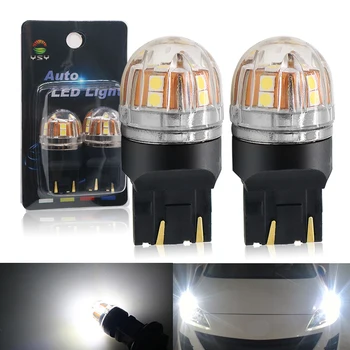 YSY 2x W21/5 W T20 LED 7443 Led Лампа Auto Canbus 7444NA 3030 15SMD Бял Взаимозаменяеми Стоп-сигнал на Автомобила DRL светлини Лампа 12