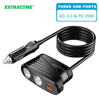 Extractme Автомобилни Запалки Адаптер USB Порт QC3.0 Зарядно Устройство, Прекъсвач 12/24 Auto Изход Ивица на Контакта Адаптер 시거잭