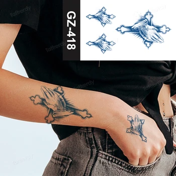стикер татуировки сок водоустойчив дълга 7-15 дни полупостоянная временна татуировка на змия кръст ръка на ръка татуировка ръкав възрастен 4