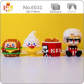 PN 6031 Света на Яденето на Хамбургер, Сладолед Печено Пиле Дядо Кукла 3D Мини Диамантени Блокове Тухли Строителна Играчка за Деца без Кутия