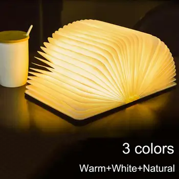 5 В USB Преносим 3 Цвята 3D Творчески led книжния лека нощ, Wooden/Кожен Сгъваем Мини-Книгата на Лампа във формата На Десктоп Нощна Лампа Декор