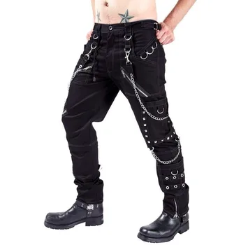 YK023 Мъжки Готически Панталони В Стил пънк-рок С Уши, Контрастни Панталони За Корема, Персонални Ежедневни Панталони