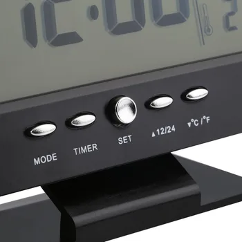 Гласово Управление на подсветката на LCD-Будилник, изглаждат време Монитор Календар С Таймер Звуков Сензор за Температура Декор Настолни компютри Часовници 4