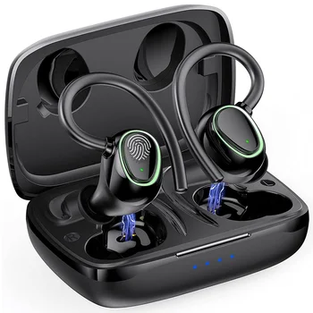 Безжични слушалки в ушите, Bluetooth Слушалки 5.1 Спортни ушите с Шумопотискане, слушалки с микрофон, Дълбоки баси, Ухото куки, Слушалки