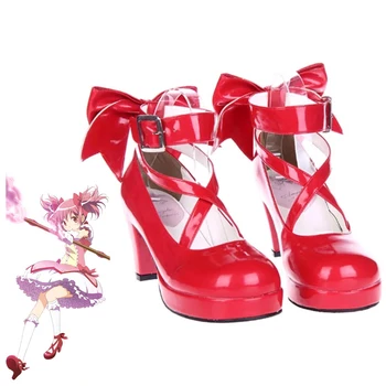 2021 Аниме Puella Magi Madoka Magica/Обувки за Cosplay в японски стил, Обувки в стил Лолита, Обувки на Висок ток за Жените, Обувки Принцеси за Момичета с Лък