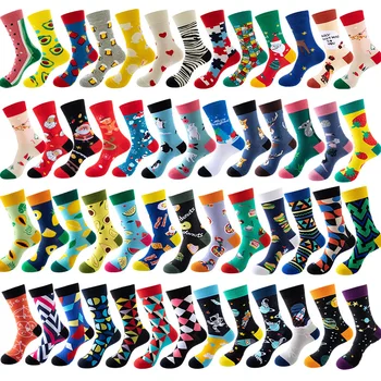 1 чифт, по-големи размери, Памучни Модни Чорапи в стил Харадзюку, Висококачествени Креативни Мъжки и дамски Чорапи, плодови Чорапи за Скейтборд, Забавни Чорапи, Забавни Чорапи Sokken