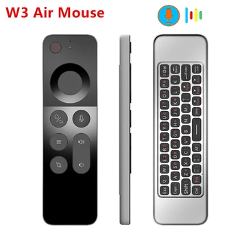 W3 2,4 G Безжична Гласова Въздушна Мишка Дистанционно Управление на Мини-Клавиатура За Android TV BOX/Windows/Mac OS/Linux Жироскоп Дистанционно Управление