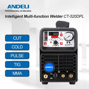 Заваръчни машини ANDELI TIG CT-520DPL CUT/ COLD / TIG/MMA/Pulse 5 в 1 220 В Заваряване TIG Вграден Водонефтяной Сепаратор Газов регулатор
