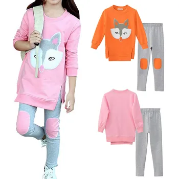 Бебешки комплекти дрехи с анимационни герои за момичета, Hoody с дълъг ръкав + Панталони, Детски Спортни дрехи, Спортно облекло, Есенна Дрехи за момичета от 3 до 14 години