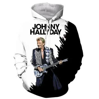 Новият пристигането на Популярната Френска тениска Johnny Hallyday с 3D принтом За мъже и Жени, Модни тениска/блузи/свитшоты/жилетка/Върхове, на Директна доставка