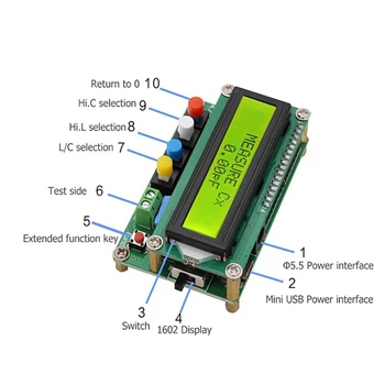 Цифров LCD Дисплей машина за висока точност Измерване на Капацитет, Индуктивност М Кондензатора Тестер за Честотата на Генератор на Правоъгълни Сигнали Запояване 2