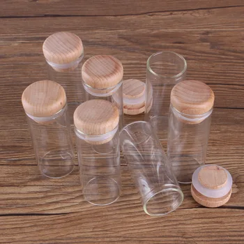5шт 30 мл 30*70 мм Стъклени Бутилки с Дървени Капаци Стъклени Буркани Буркани За Подправки Стъклени Флакони Стъклени съдове За Сватбени Подаръци