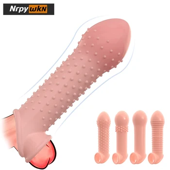 Канава силиконов ръкав за пениса - Удължаване на пениса от 3 см с пръстен за пенис | презервативи за Многократна употреба | Еластична обвивка за пениса, Секс играчки за двойки