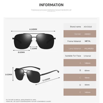 AEVOGUE 2020 Нови Слънчеви Очила Мъжки Пилотните Два Лъча Поляризирани Модни Метални Рамки Квадратни Ретро Унисекс Слънчеви Очила с UV400 AE0775 3
