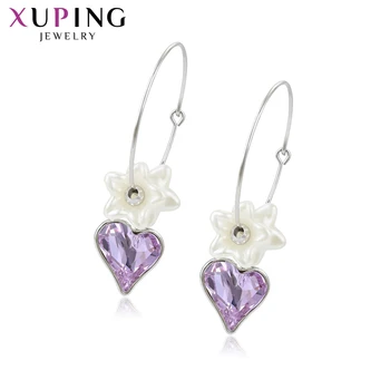 Xuping Бижута, Модни Обеци с Кристали във формата на Сърце и Цвете за Жени Сватбен Подарък 20711