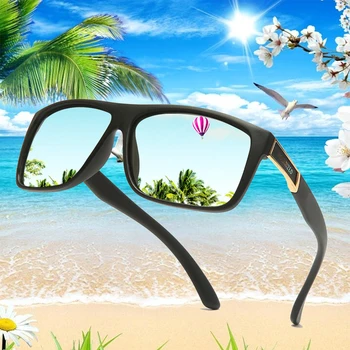 Tr90 Поляроид Слънчеви Очила Квадратни Гъвкави Шофиране Гумени Квадратни Слънчеви Очила на Известни марки Мъжки Поляризирани Слънчеви Очила за Жени, Мъже