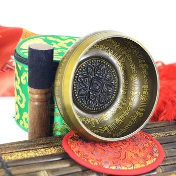 Нова Вяра Поющая Купа Набор От Осъзнатостта Мантра Йога С Чук Подарък Орнамент Домашна Тибетски Медитация За Изцеление На Чакрите