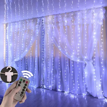 3 м Led Гирлянди, Коледни Завеса USB Приказни Светлини с Дистанционно Венец За Сватби, нова година Прозорци, Домашен интериор На Открито