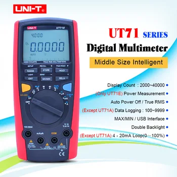 UNIT UT71A UT71B UT71C UT71D UT71E Цифров Мултицет Среднеквадратичный измерване на променлив и постоянен ток Волт-Ампера Ти Капацитет Тестер температура осветление