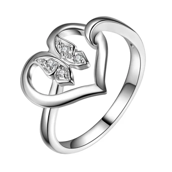 любов сърцето пеперуда на Едро 925 бижута посеребренное пръстен, модни бижута Пръстен за Жените / BG - ICZTOHZI SKNYHYBW