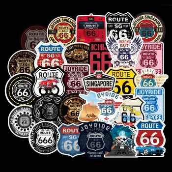 100шт Route 66 Етикети За Шлем Канцеларски материали Автомобил Мотоциклет Историческа Стикер Стари Материали За Scrapbooking Аксесоари За Бродерия