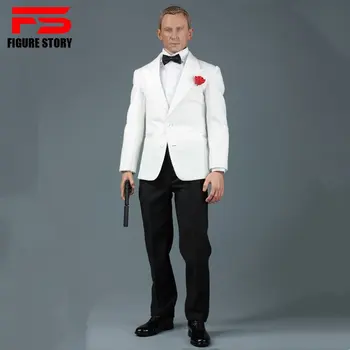 AFS A014 1/6 Мащаба на мъжки костюм Джеймс Бонд черен, бял на цвят костюм риза вратовръзка пеперуда fit 12 инча(ите) фигура