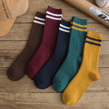 Обикновена чорапи в стил Харадзюку в ретро стил, в морски стил, японски Чорапи За Момичета в гимназията, Сладки памучни терлици в черно-бяла ивица