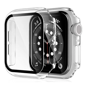 Калъф За Apple Watch case 45 мм 41 мм 44 мм 40 мм 42 мм, 38 мм и Защитно фолио за екран от закалено стъкло + калъф-броня iwatch series 7 6 5 4 3 SE 0