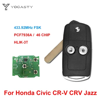 YOCASTY 2007DJ4041 433 Mhz HLIK-3T ID46 Флип Дистанционно Кола Ключодържател За Honda Civic и CR-V, CRV Jazz 2011 2012 2013 2014 2015