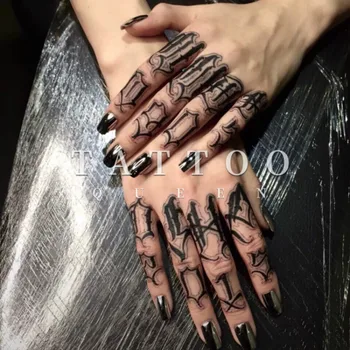Водоустойчива временна татуировка стикер татуировки Готически Думи татуировка за етикети татуировки пръста флаш татуировка фалшиви татуировки
