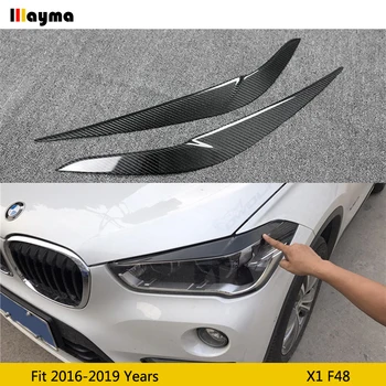 Капак фарове от карбон За BMW X1 F48 20i sdrive 25i xdrive 2016-2019, автомобили предната декоративна лампа стикер за произход 0