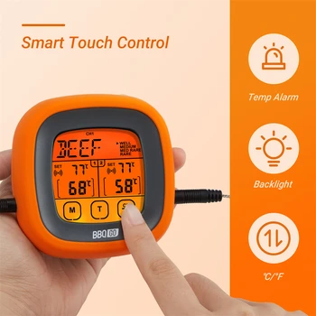 Дигитален Кухненски Термометър за Месо с LCD дисплей и Осветление BG-CT2D 40 инча Водоустойчив Датчик за Температура на Месо, Фурни, барбекю, Измерване на Температура