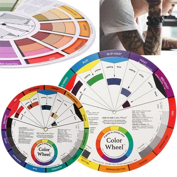 1бр 12 Цветна Хартиена Карта Колелото на Татуировки Цветен Кръг Хроматични Професионални Татуировки За Вежди Дизайн Нокти Пигмент Грим Аксесоари