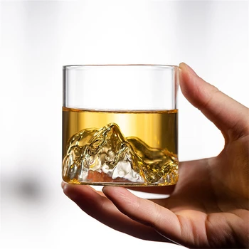 Чаша За Уиски 3D Планински Ледник Стъклена Чаша Старомодна Уиски Рок Чаши Коктейлна Чаша Водка, Чаша Вино, Чаша за Бира на Бара 0
