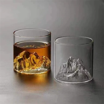 Чаша За Уиски 3D Планински Ледник Стъклена Чаша Старомодна Уиски Рок Чаши Коктейлна Чаша Водка, Чаша Вино, Чаша за Бира на Бара 4