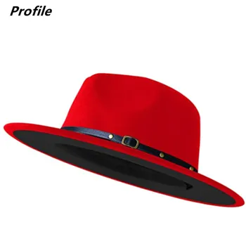 Продажба на едро, фетровая шапка, черно и червено, регулируем шапка унисекс, фетровая шапка, натурален цвят, джаз зимна шапка, цилиндър, панама