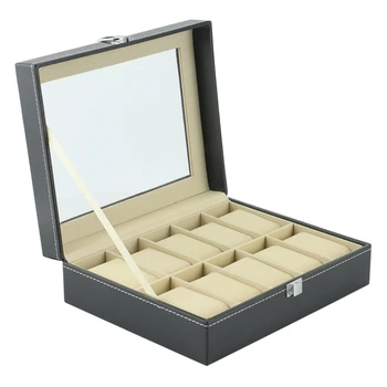Изкуствена Кожа Кутия За Часовници Калъф Органайзер Дисплей, С Меки Кожени Възглавнички За Мъже И Жени, Подарък Кутия За Бижута Дисплей Е Най-Добрият Подарък 0