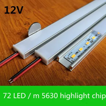 10-20 комплекти 72LED/m 12V hard light bar осветление 5630 чип алуминиев профил канал на кутията на PC DHL безплатна доставка