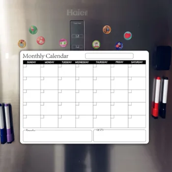 Магнитен Месечен Седмичен Planner, Календар Таблица Календар, Сухо Изтриване Дъска График Хладилник Обяви 0