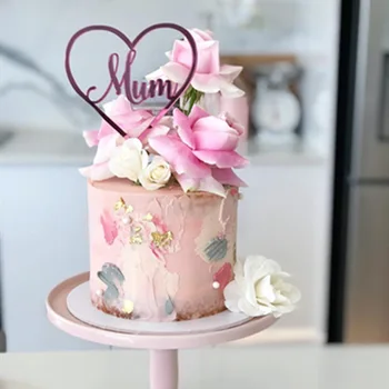 INS Нов Мама Акрилни Торта Topper Розово Злато Мама честит Рожден Ден Торта Topper На Ден на Майката на Майка Рожден Ден Украса За Торта 5