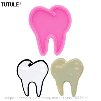 Брилянтна форма за ключодържател за зъби-Лъскав-Лъскави епоксидни форма за зъби от смола -Окачване-Етикет / колие за обеци-Ключодържател-Форма за Феята на Зъбките