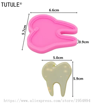 Брилянтна форма за ключодържател за зъби-Лъскав-Лъскави епоксидни форма за зъби от смола -Окачване-Етикет / колие за обеци-Ключодържател-Форма за Феята на Зъбките 1