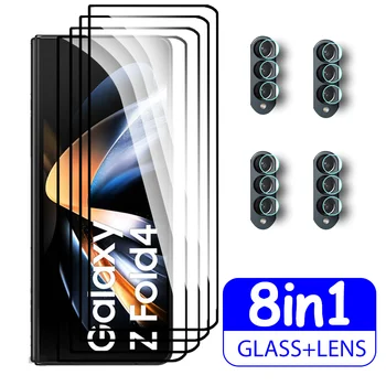 8 В 1 Пълно Покритие На Черно Край Закалено Стъкло За Samsung Galaxy Z Fold4 Fold3 Камера Обектив Екран Протектор Пъти 3 4 ZFold3 Zfold4
