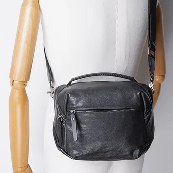 AETOO Мъжки чанти от кожа растително дъбени, чанта през рамо, мъжки чанти-месинджър, лятна кожена ежедневни връхни дрехи от телешка кожа, японски ларг