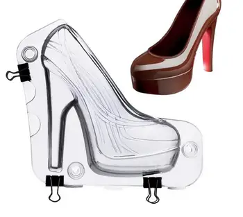 Голям Размер 3D Шоколад Форма на Обувки На Висок Ток Бонбони Форми За Украса на Тортата Инструменти За Торта DIY Домашно приготвени Сладкарски Инструменти Женствена Форма За Обувки