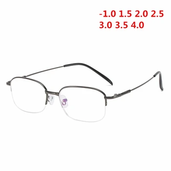 NYWOOH -1,0 1,5 2,0 3,0-4,0 Готови Очила за Късогледство Мъжки Бизнес Очила в Полурамке Студентски Очила за Късогледство 1