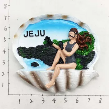 Южна Корея Остров Чеджудо гмуркане момиче триизмерни занаяти магнитни стикери стикери за хладилник